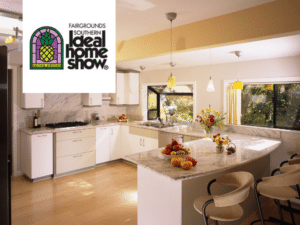 Beautiful updated kitchen with Raleigh Home Show logo
