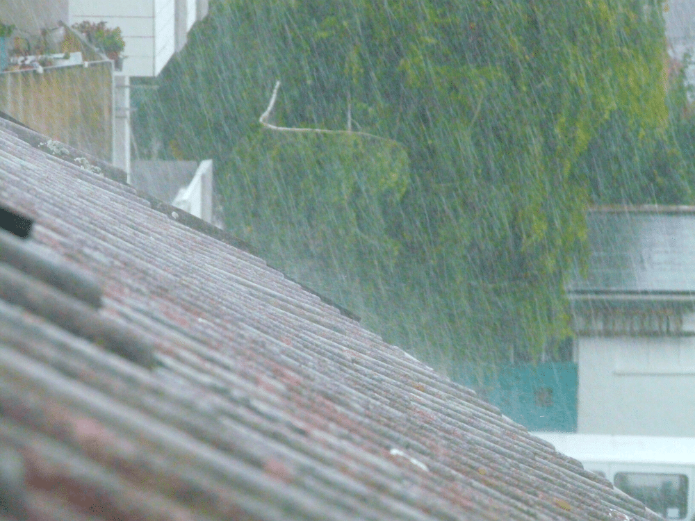 Heavy rain on roof