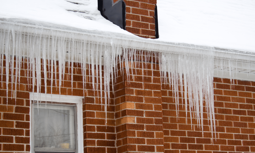 Icicles along gutter