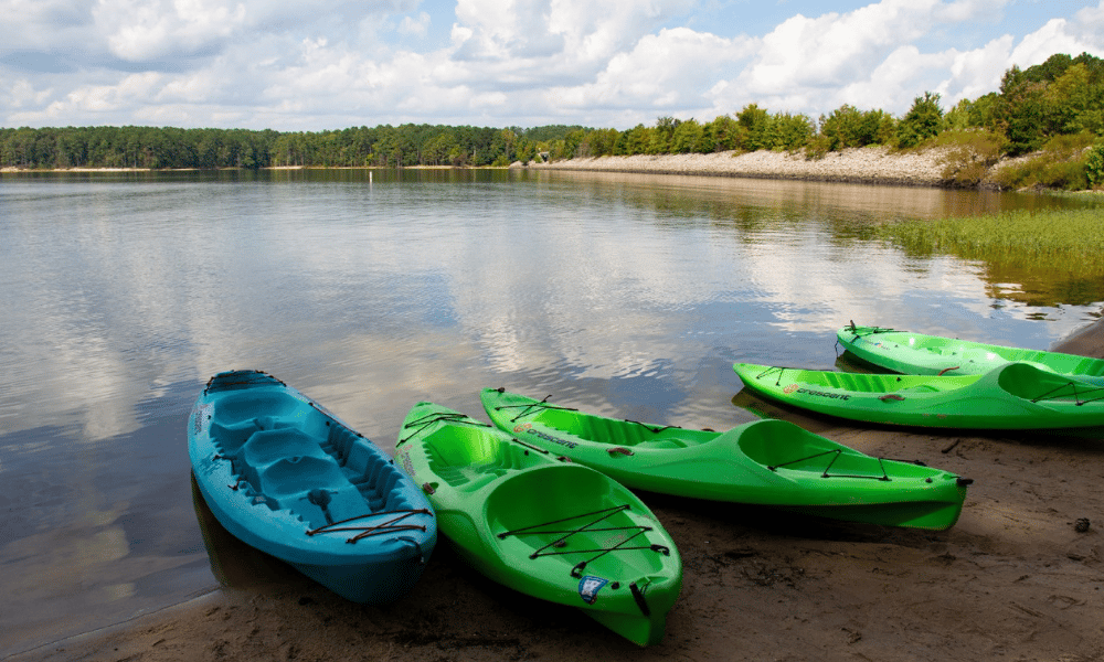 Kayaks on Jordan Lake _ North Carolina