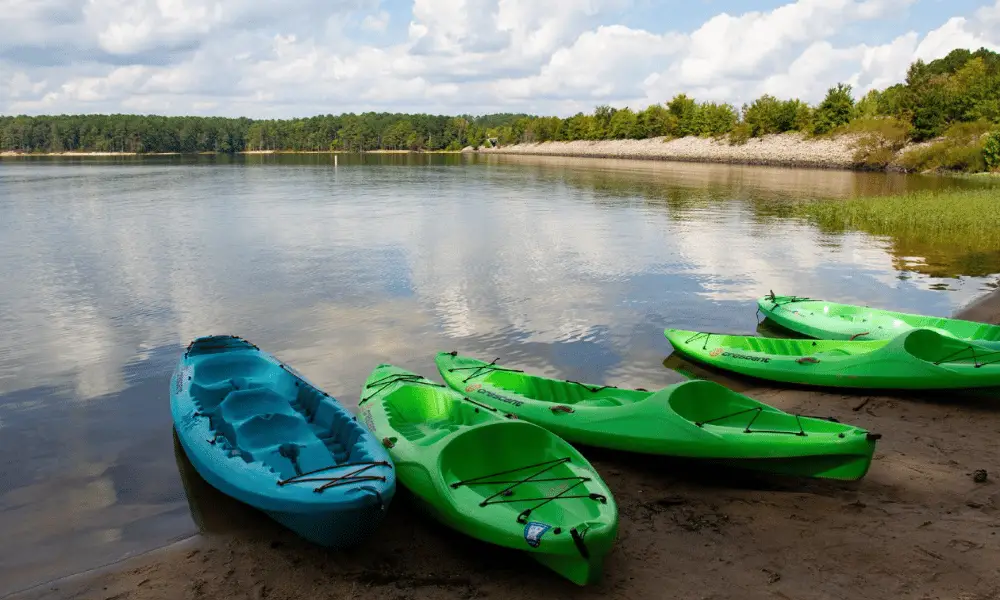 Kayaks on Jordan Lake _ North Carolina